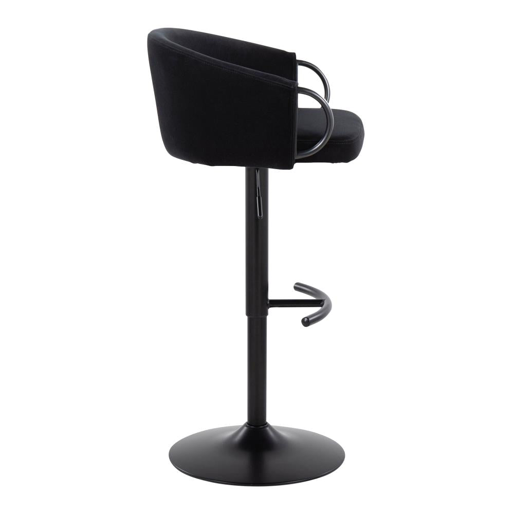 Contemporary Velvet Adjustable Barstools Set of 2