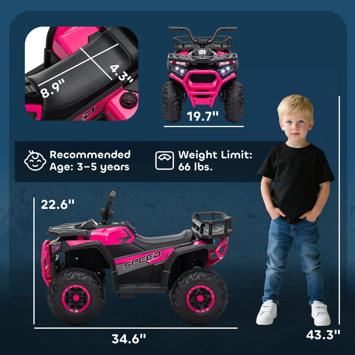 Kids Electric Ride-On Vehicle with Four-Wheel Suspension and Storage Basket