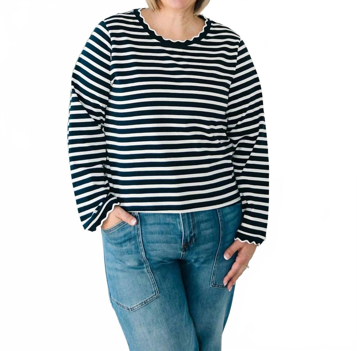 Avery Long-Sleeve Top In Navy