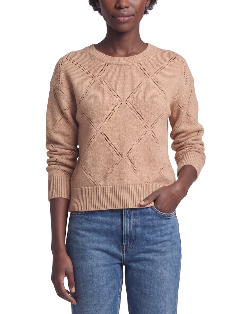 Neiman Marcus Argyle Pointelle Knit Wool Sweater