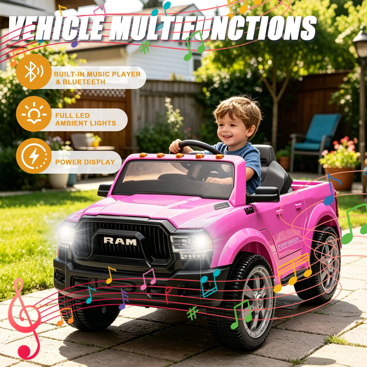 Large Kids Electric Pickup Vehicle with High Ground Clearance and Adjustable Speed Settings