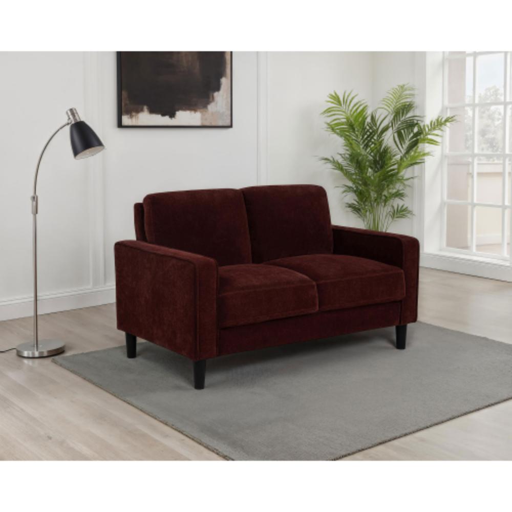 Modern Loveseat with Plush Fabric Upholstery