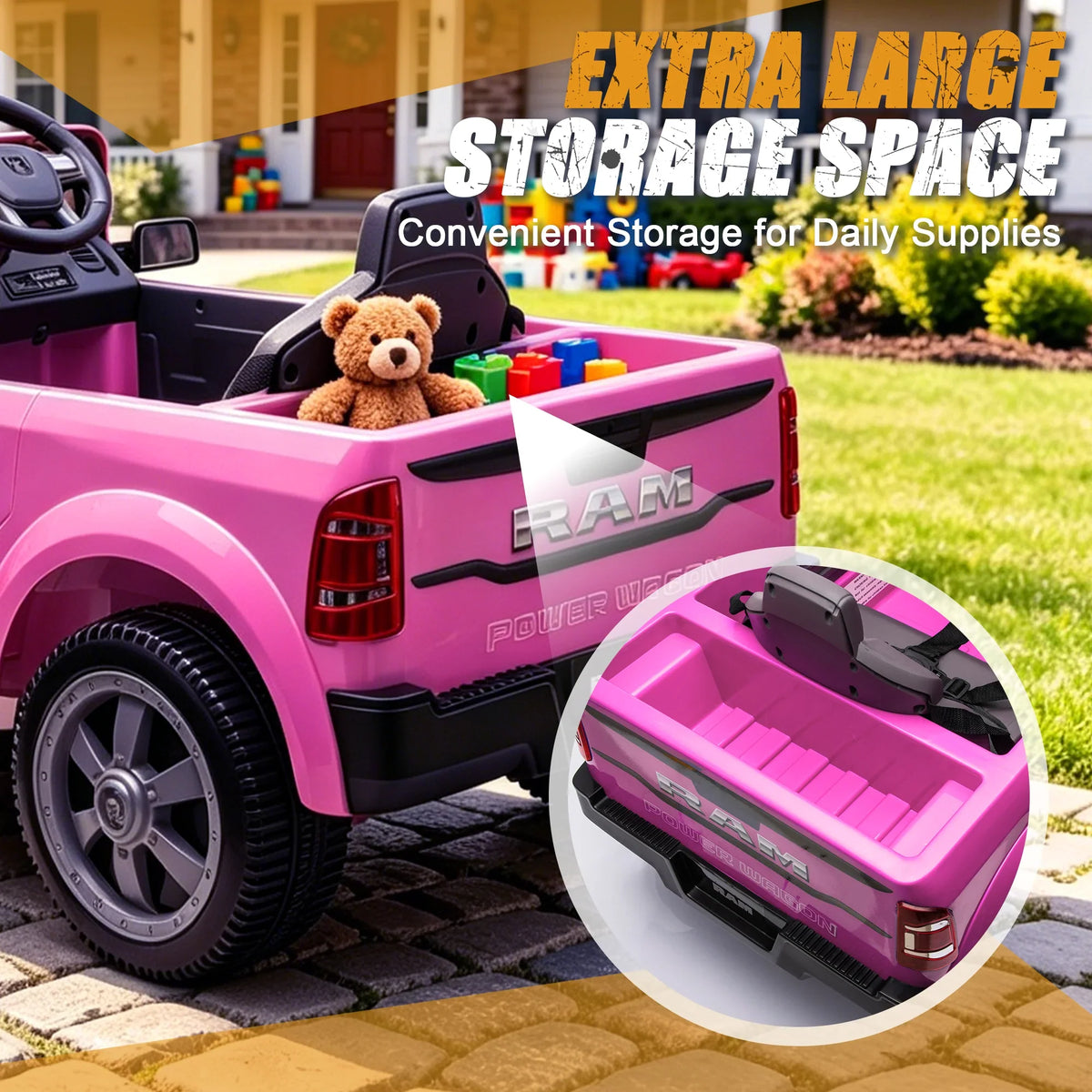 Large Kids Electric Pickup Vehicle with High Ground Clearance and Adjustable Speed Settings