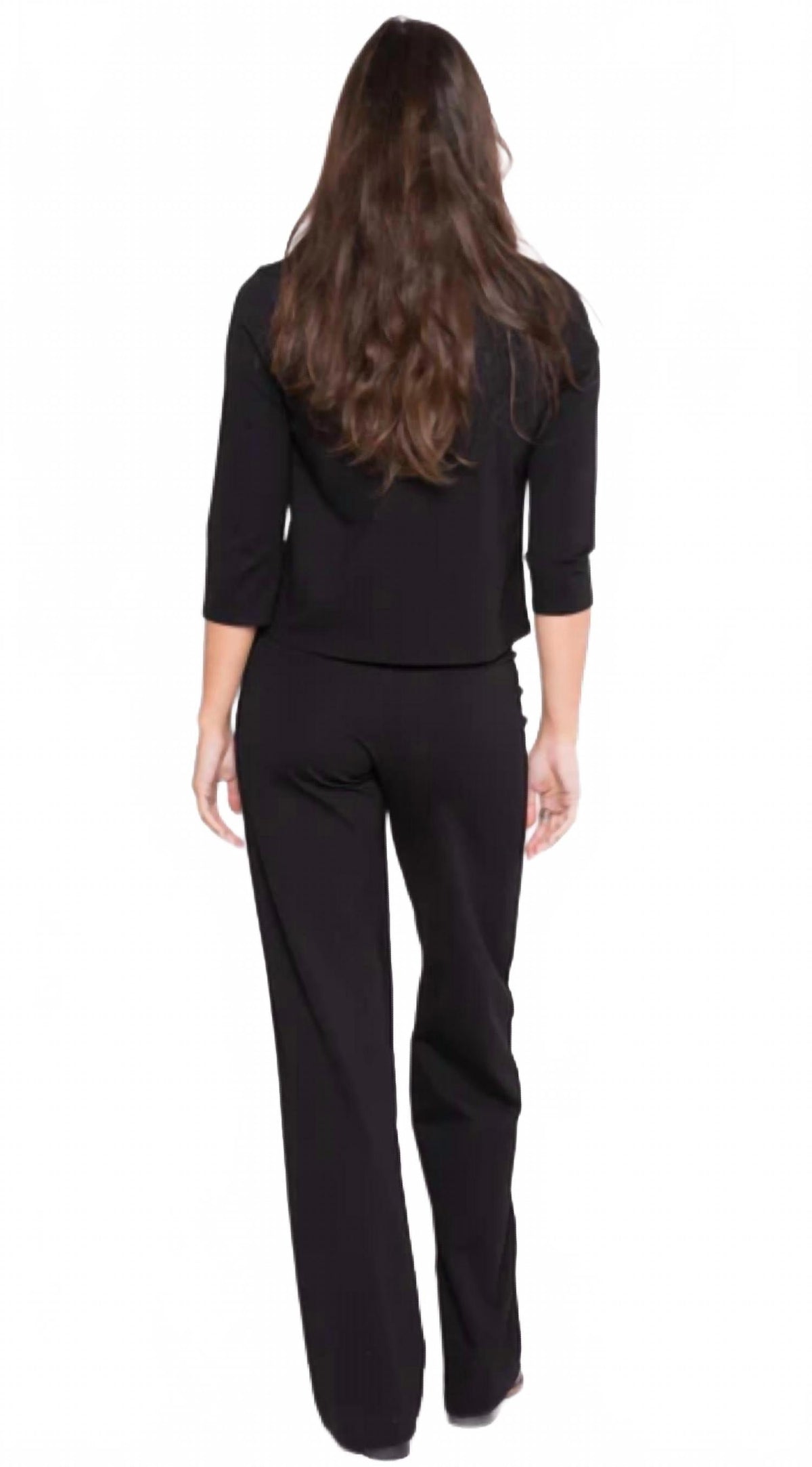 Ponte 3/4 Sleeve Top In Black