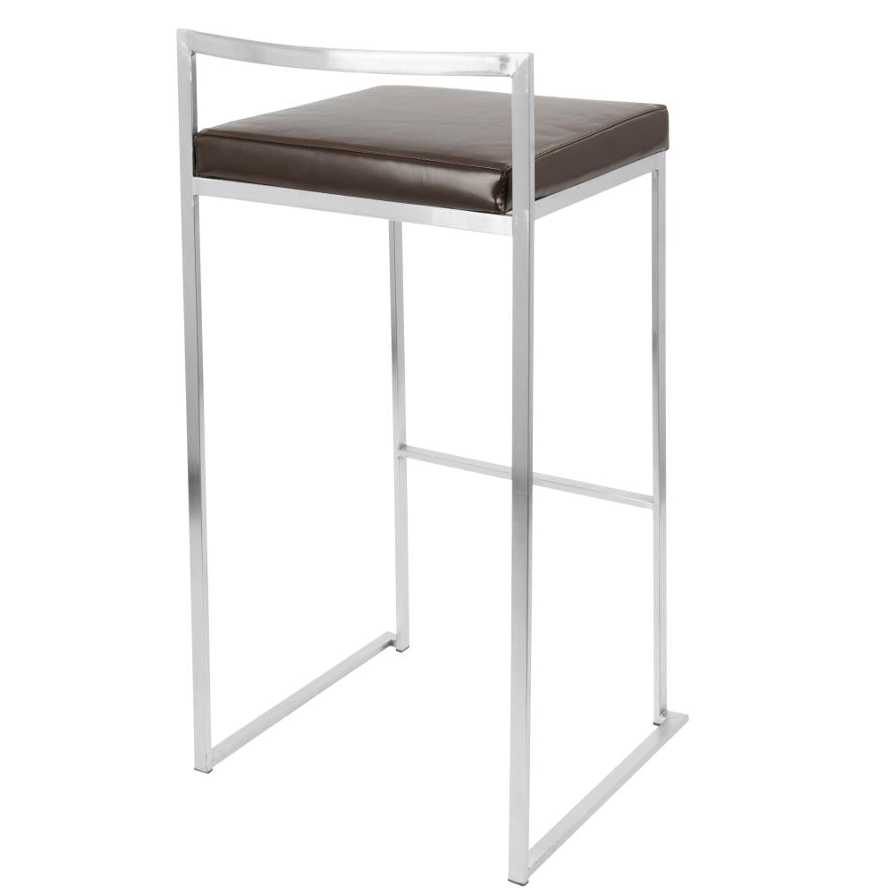 Contemporary Faux Leather Stackable Barstools Set of 2