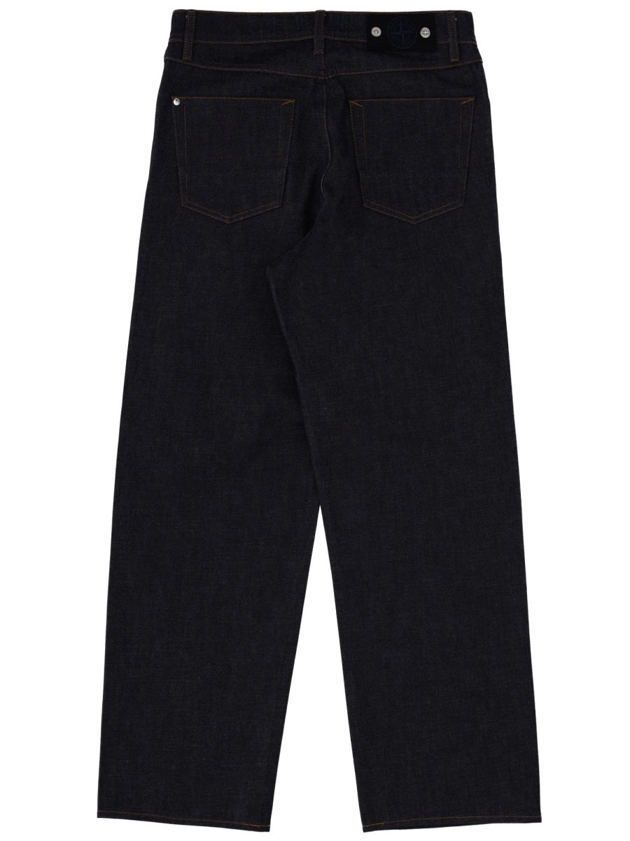 Dark Denim Cotton Wide-Leg Jeans