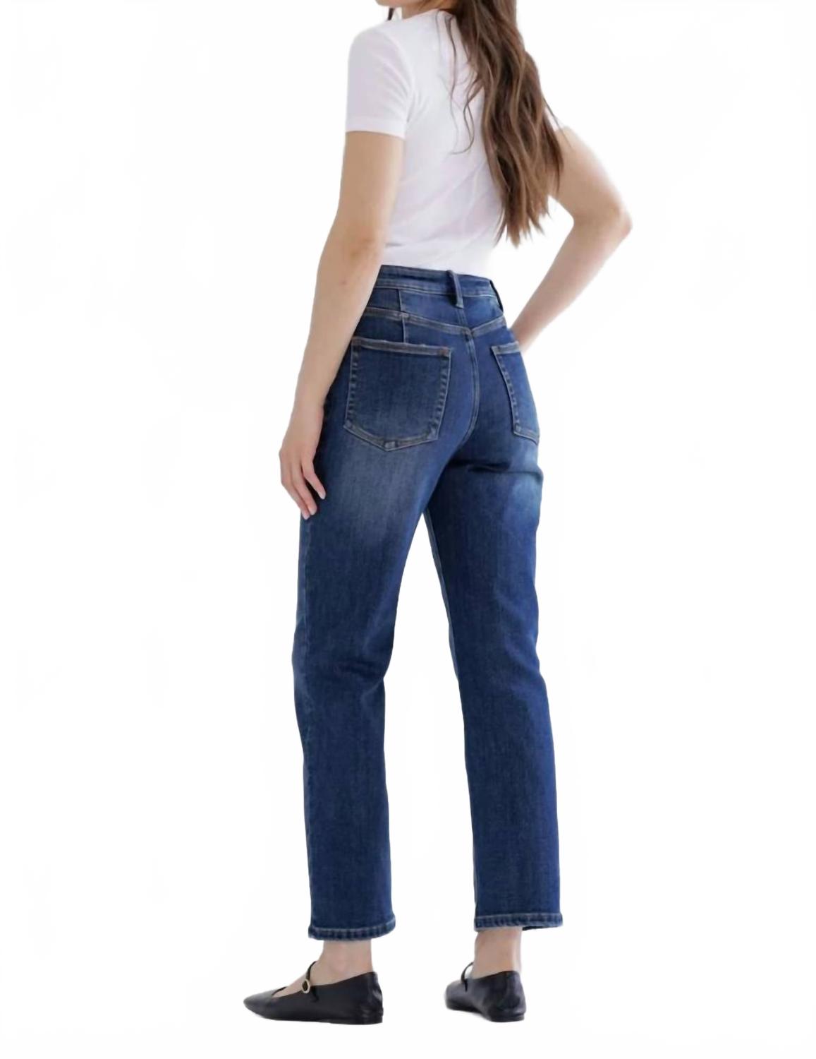 Fawna Flannel Straight Jeans In Medium Wash