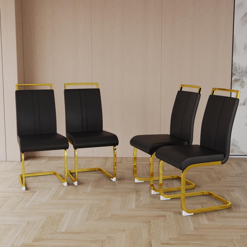 High Back Upholstered Side Chairs with Metal Legs