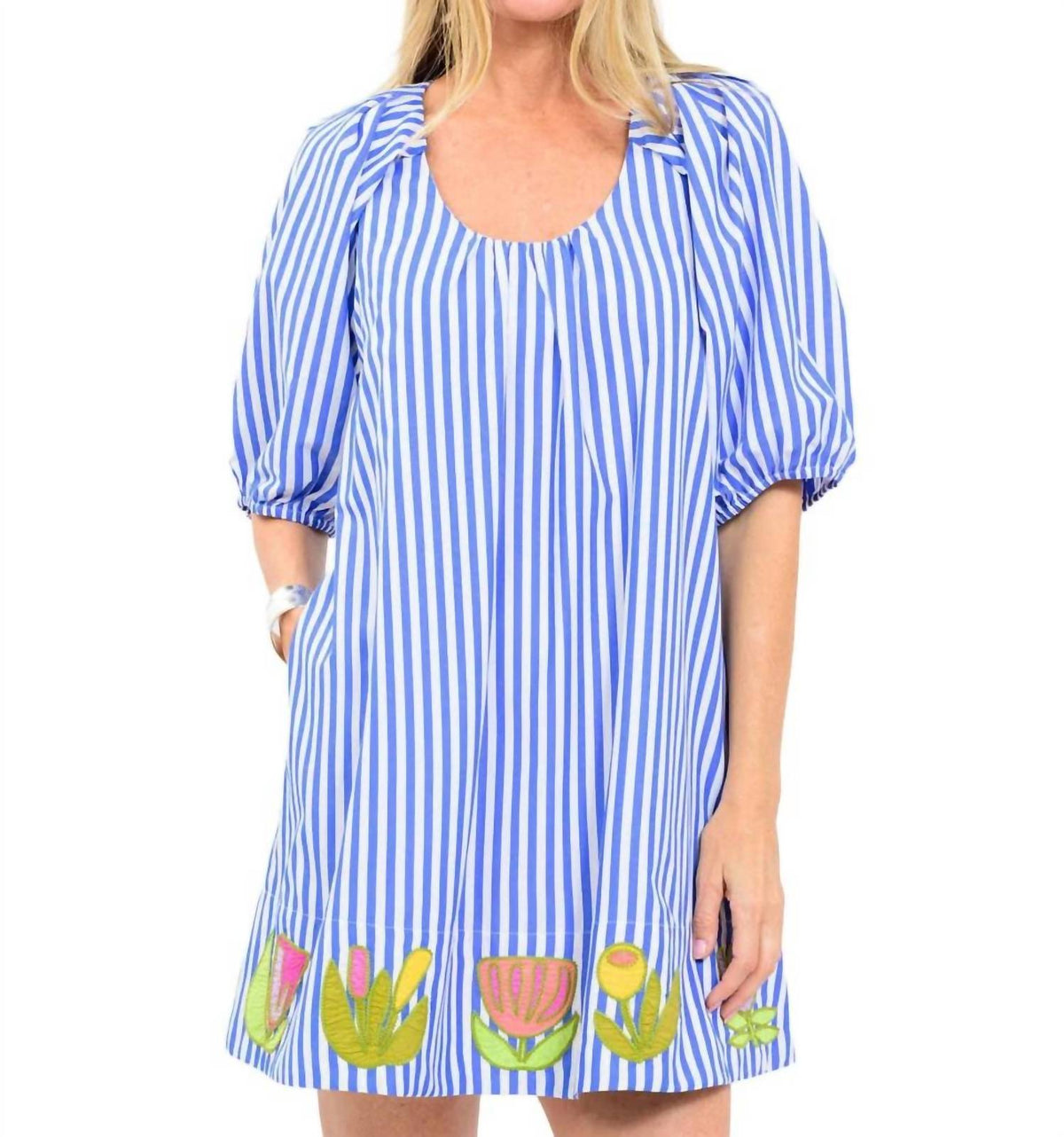 Judy Mini Dress In Blue Stripe