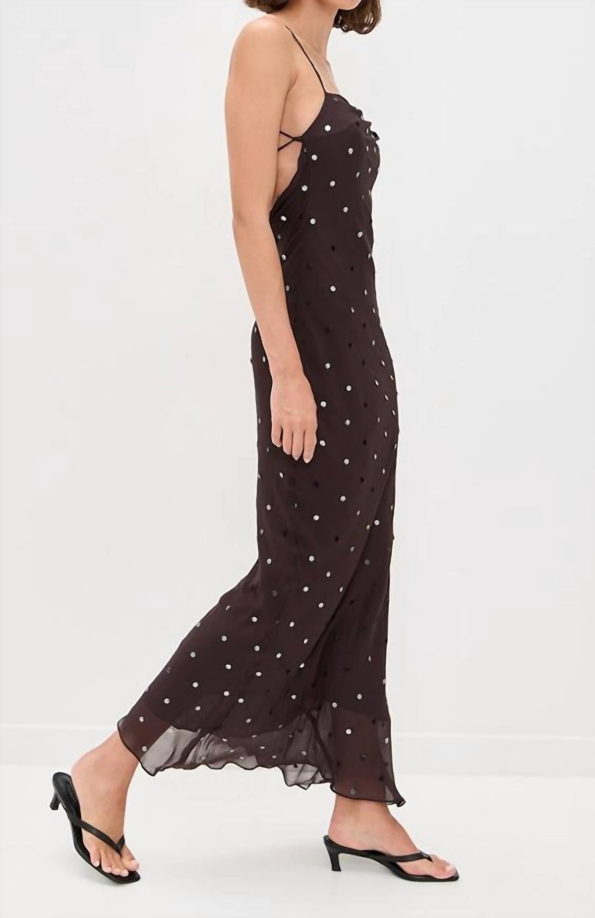 Arielle Slip Maxi Dress In Dark Chocolate