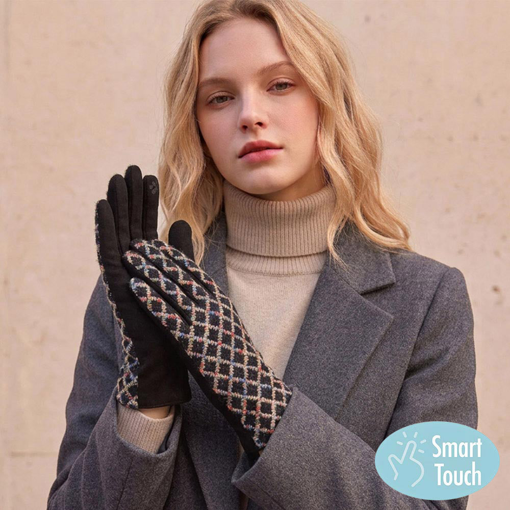 Textured Check Pattern Smart Touch Gloves