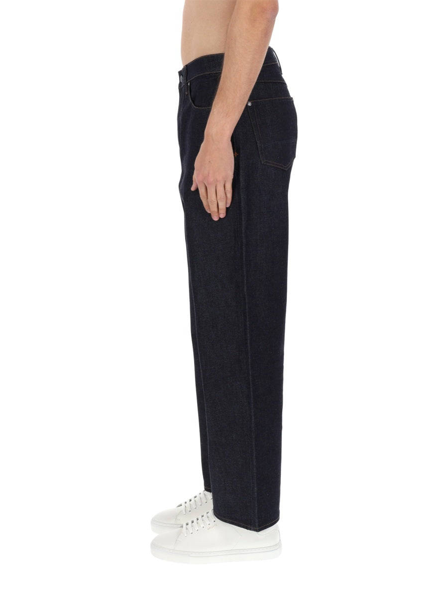 Dark Denim Cotton Wide-Leg Jeans