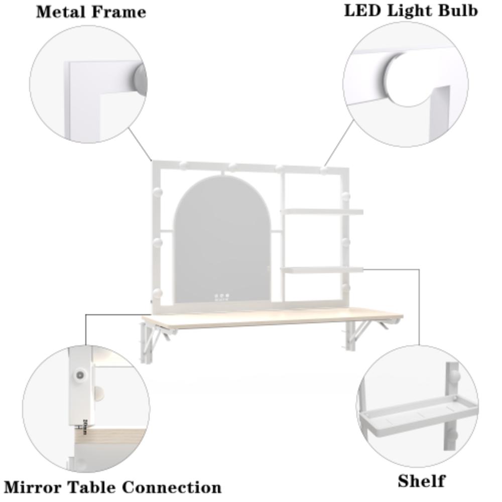 Space-Saving Vanity Desk with Adjustable LED Lighting