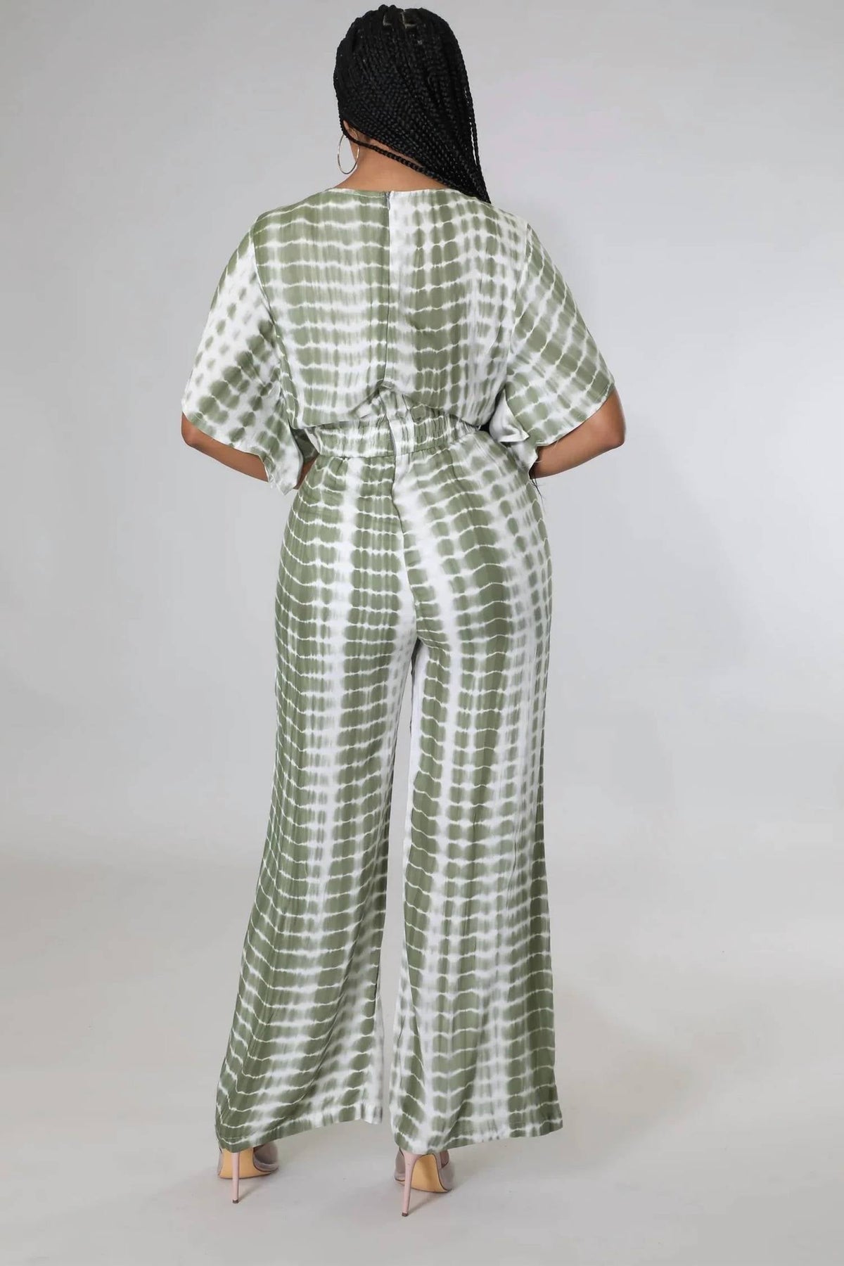Blurred Lines Tie Dye Jumpsuit In Olive