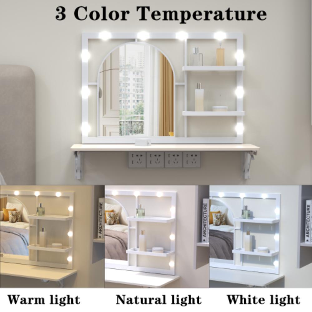 Space-Saving Vanity Desk with Adjustable LED Lighting