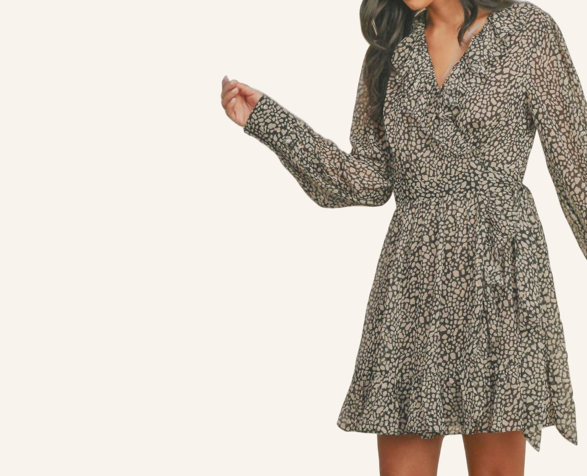 Katie Wrap Mini Dress In Black