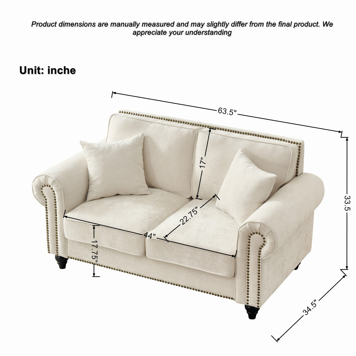 Upholstered Two-Seat Sofa with Button Tufting