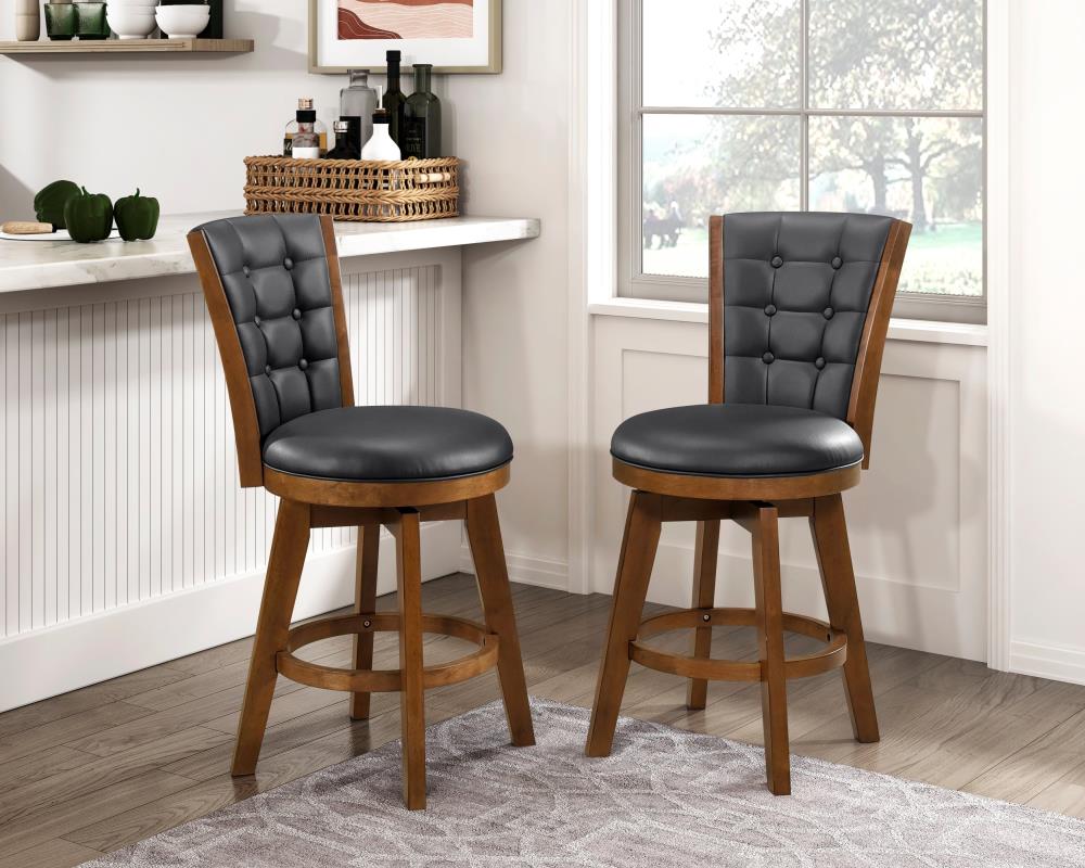 Swivel Counter Stools with Button Tufted Backs