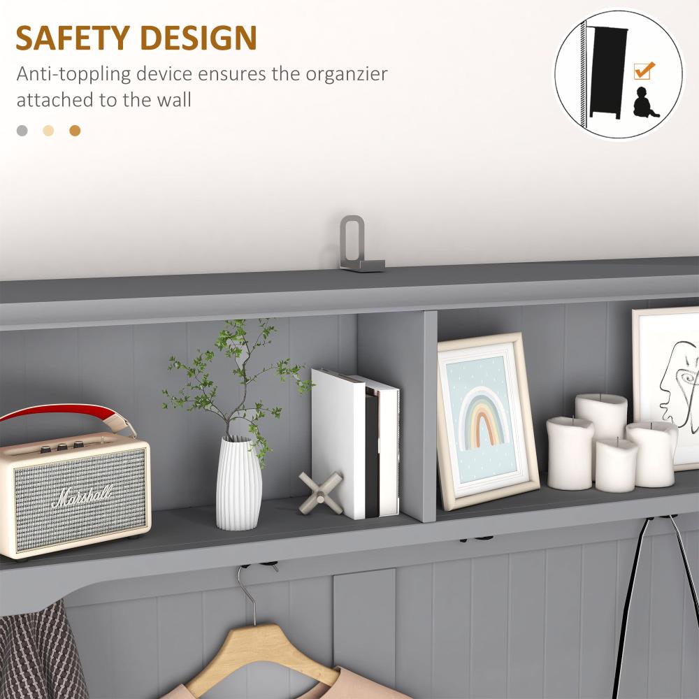 3-in-1 Hall Tree with Entryway Bench, Shoe Rack and Coat Hooks