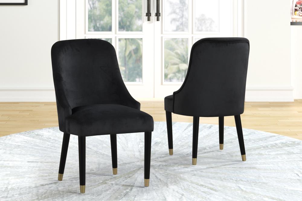 Set of 2 Solid Wood Dining Chairs with Velvet Seating