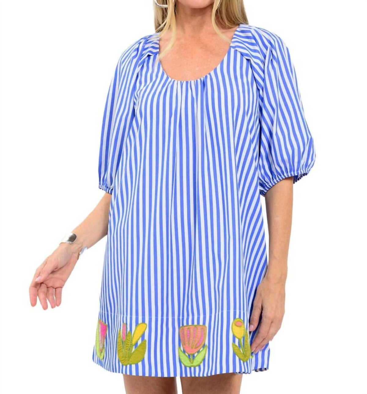 Judy Mini Dress In Blue Stripe