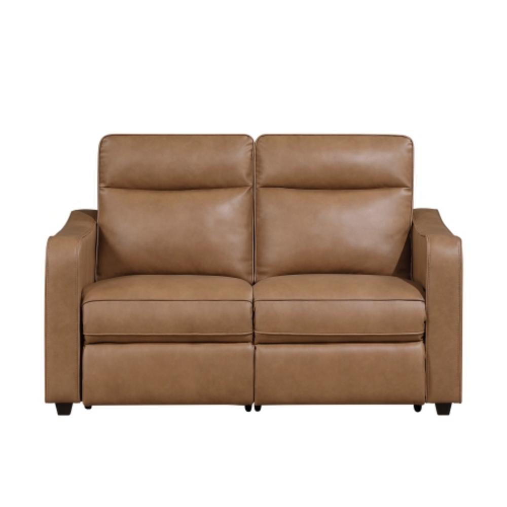 Electric Reclining Two-Seat Sofa with Smooth Faux Leather Upholstery and USB Ports