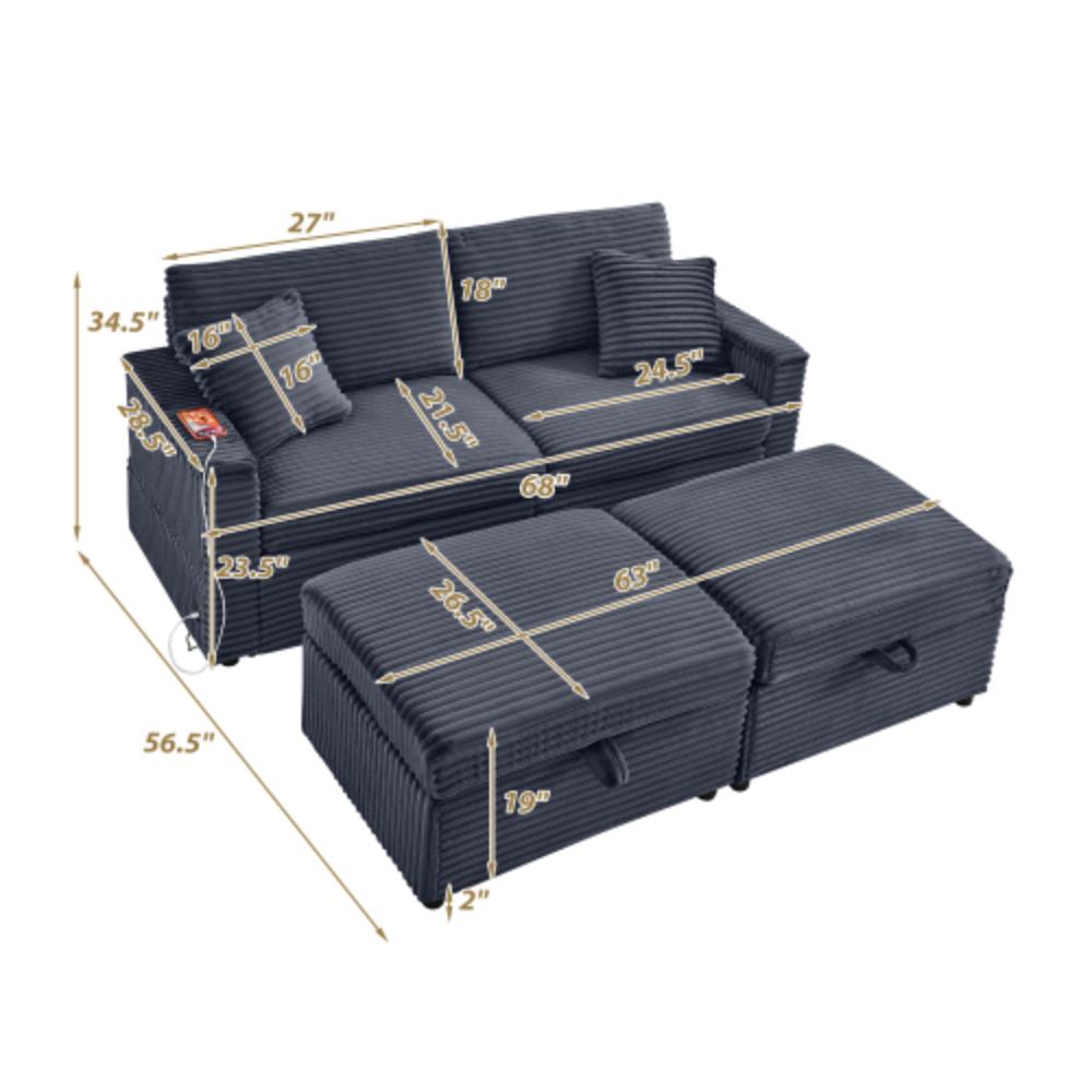 Multifunctional Sofa with Storage and Table Board