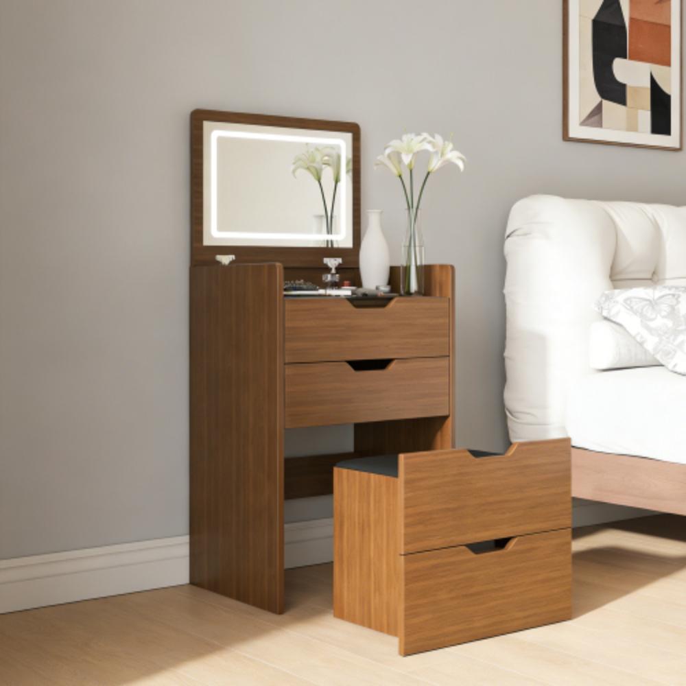 Compact Makeup Vanity with Hidden Storage Compartments