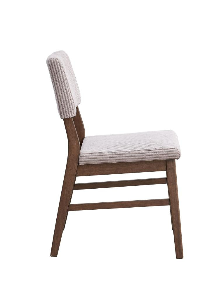 Stylish Side Chair Pair with Cushioned Corduroy Backrests