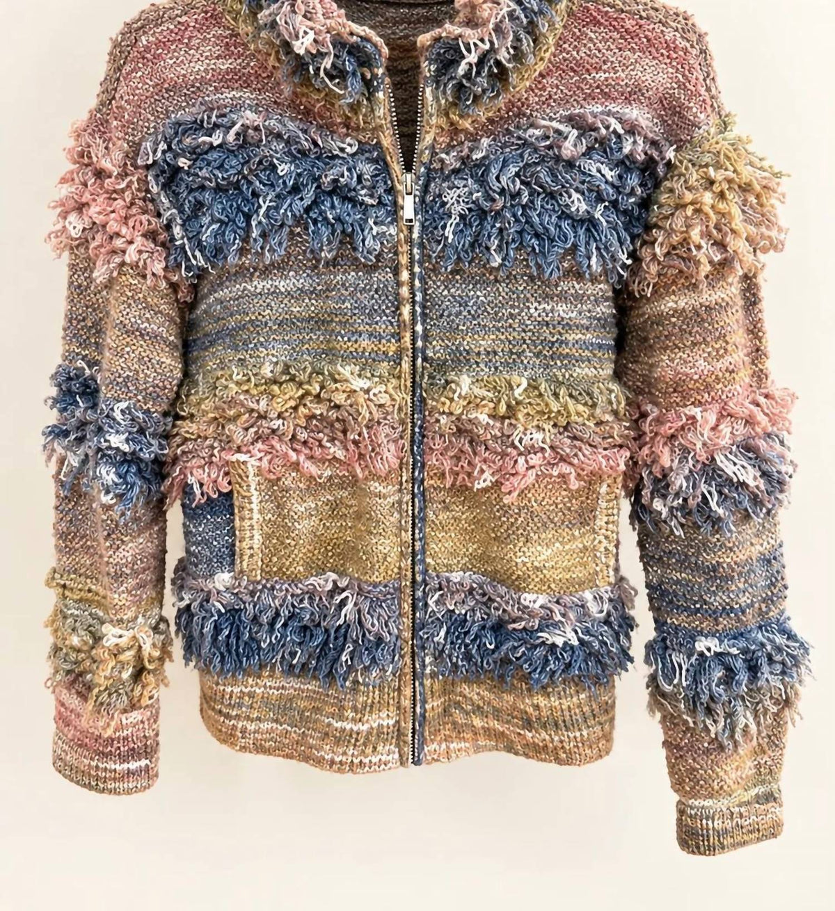 Women's Long Sleeve Fringe Jacket In Multicolor