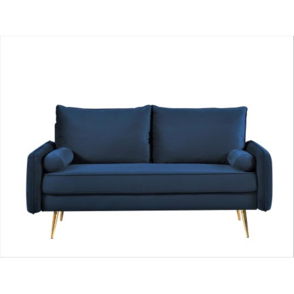 Minimalist Two-Seater Sofa with Soft Velvet Upholstery and Elegant Metal Legs