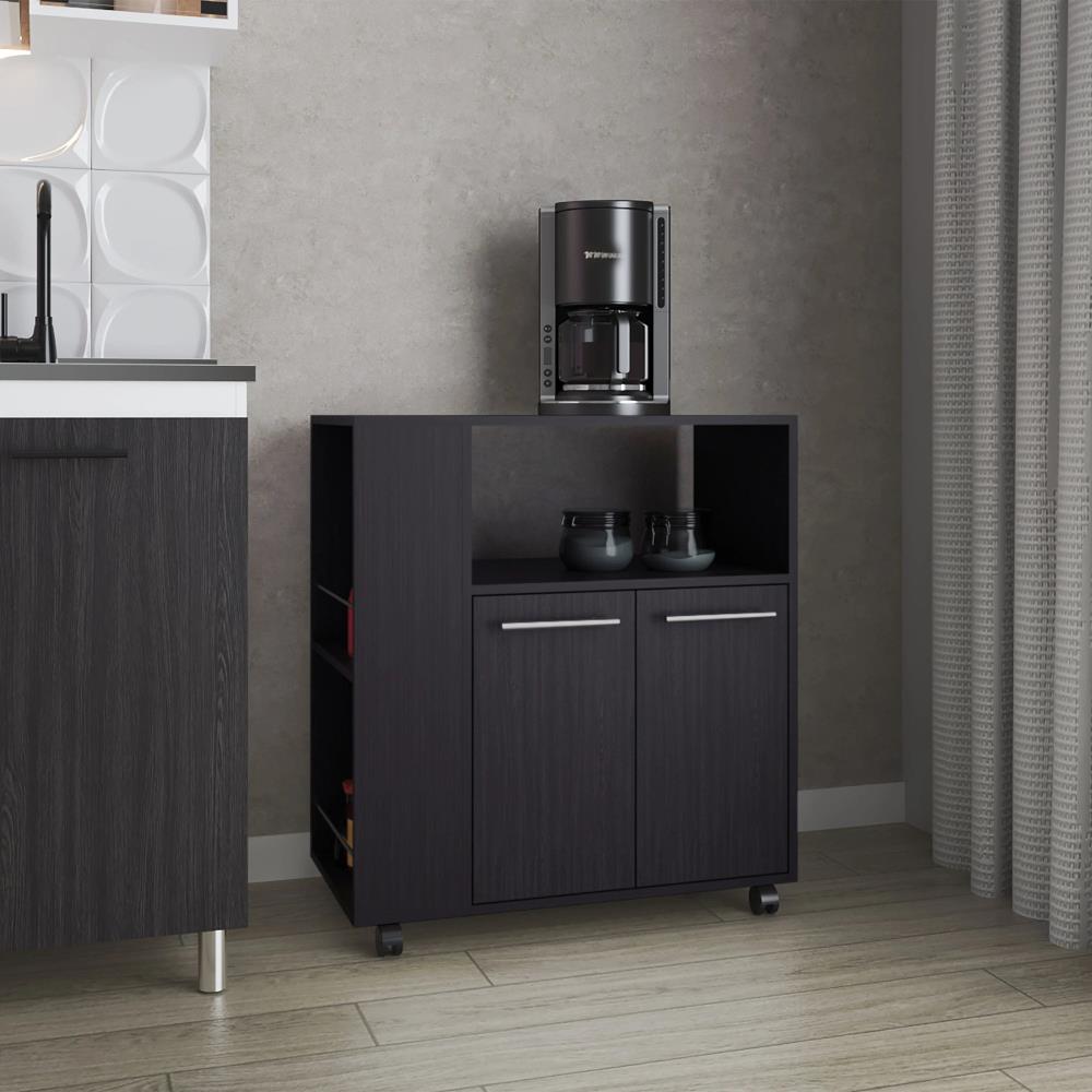 Modern Microwave Stand with Kitchen Storage Shelves and Functional Design