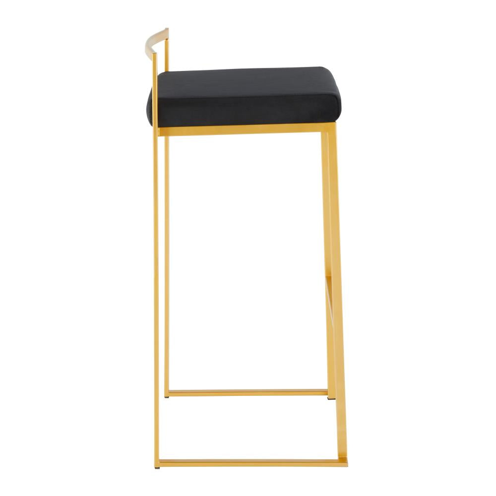 Glam Velvet Barstools with Padded Seats Set of 3