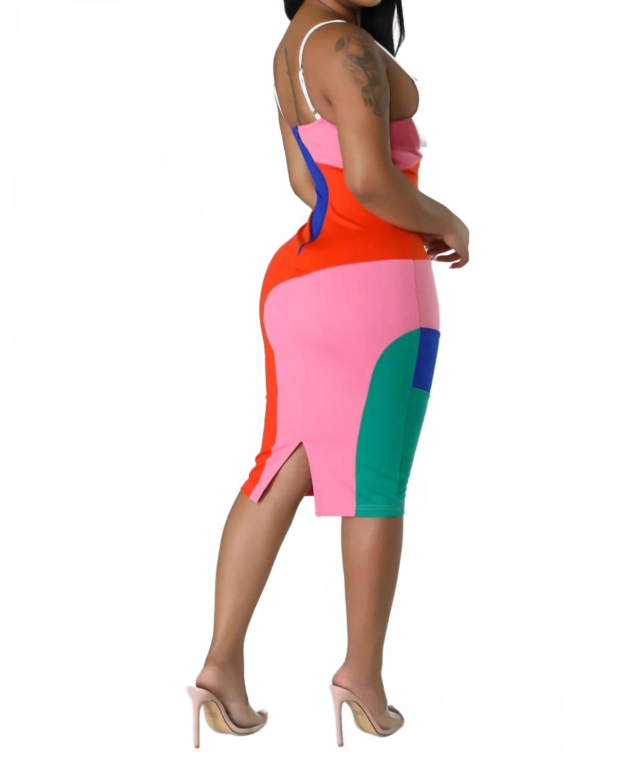 Fine Art Colorblock Midi Dress In Multicolor