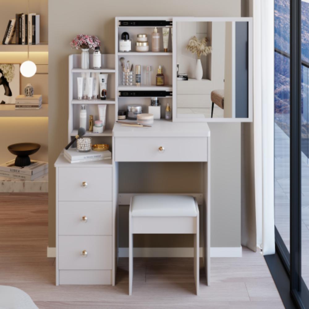 Slim Dressing Table with Hidden Storage Compartments