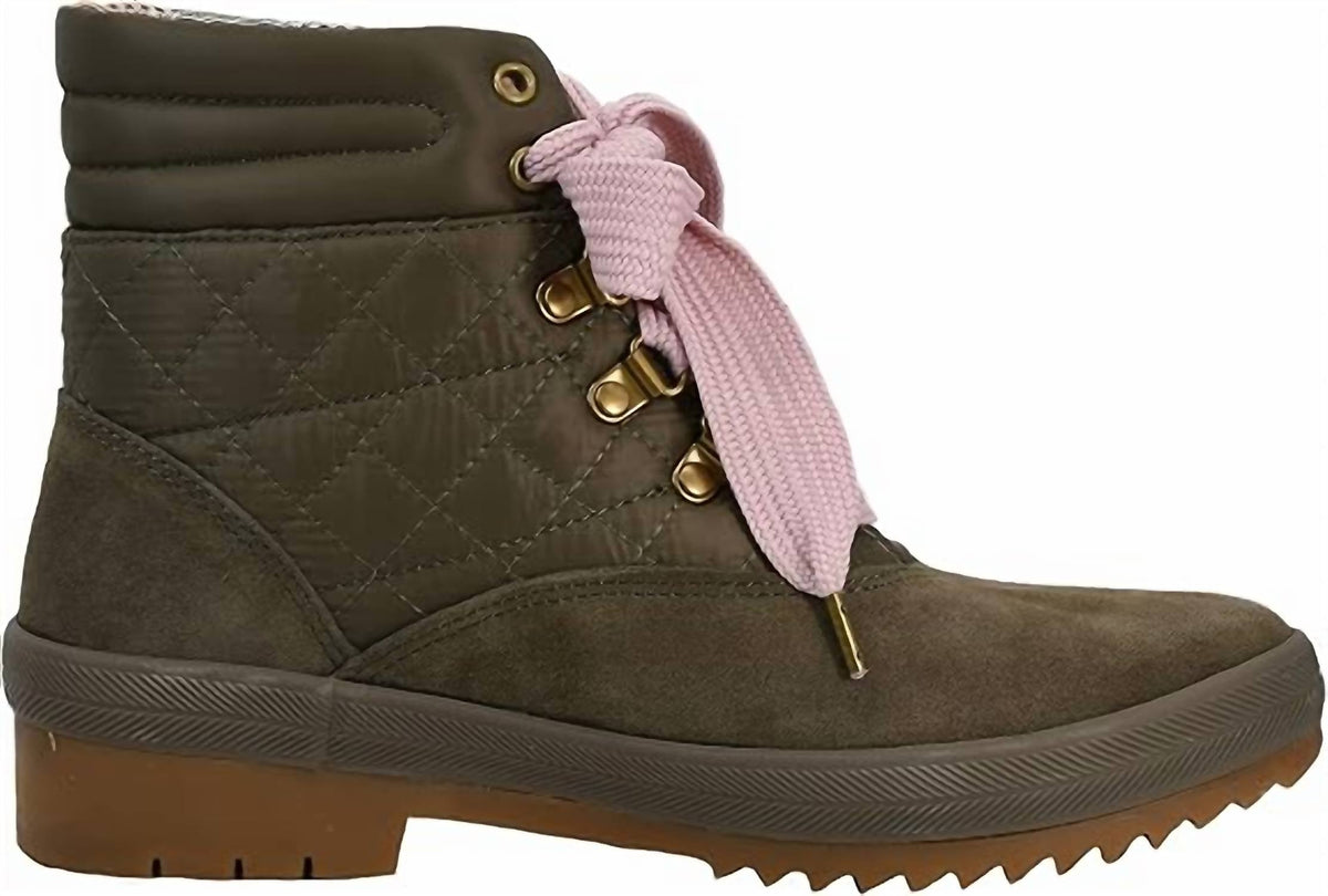 Women's Camp Suede Quilted Nylon Boot In Olive
