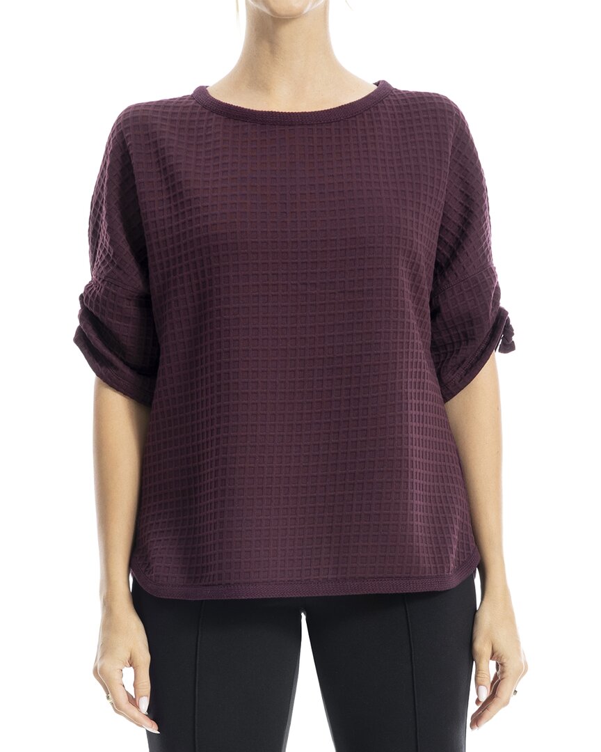 Max Studio Ruched Sleeve Boat Neck Top