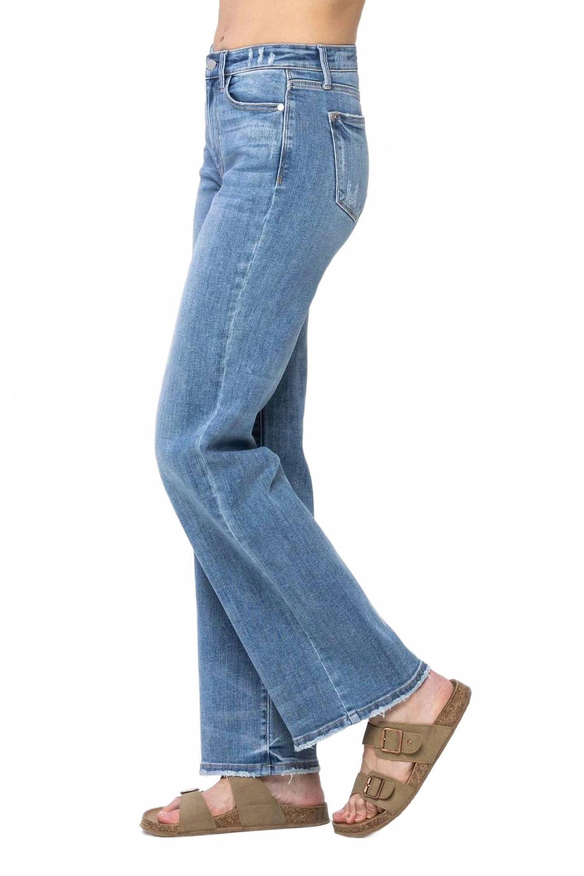 Mid Rise Wide Leg Jeans In Vintage Wash