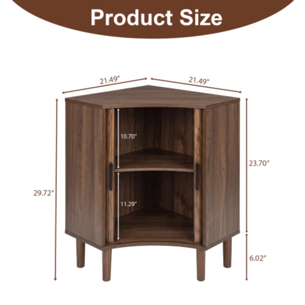 Small Corner Floor Cabinet with Fluted Wooden Design