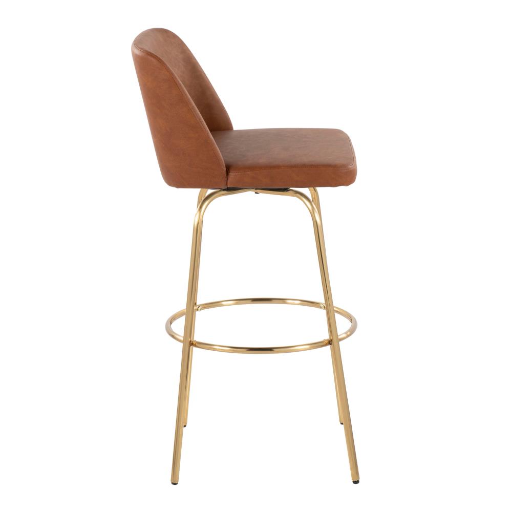 Faux Leather Swivel Chairs with Round Footrests