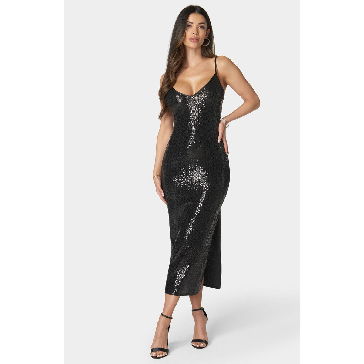 Bebe Women's Disco Dot Maxi Tank Bodycon Dress