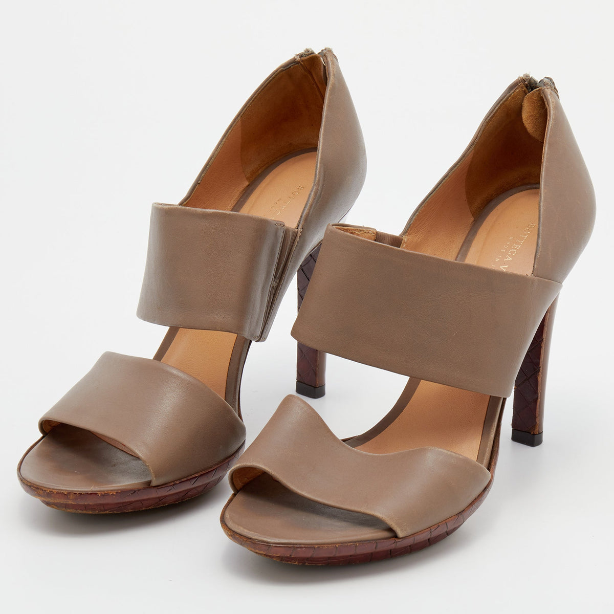 Bottega Veneta Brown Leather Platform Sandals Size 36