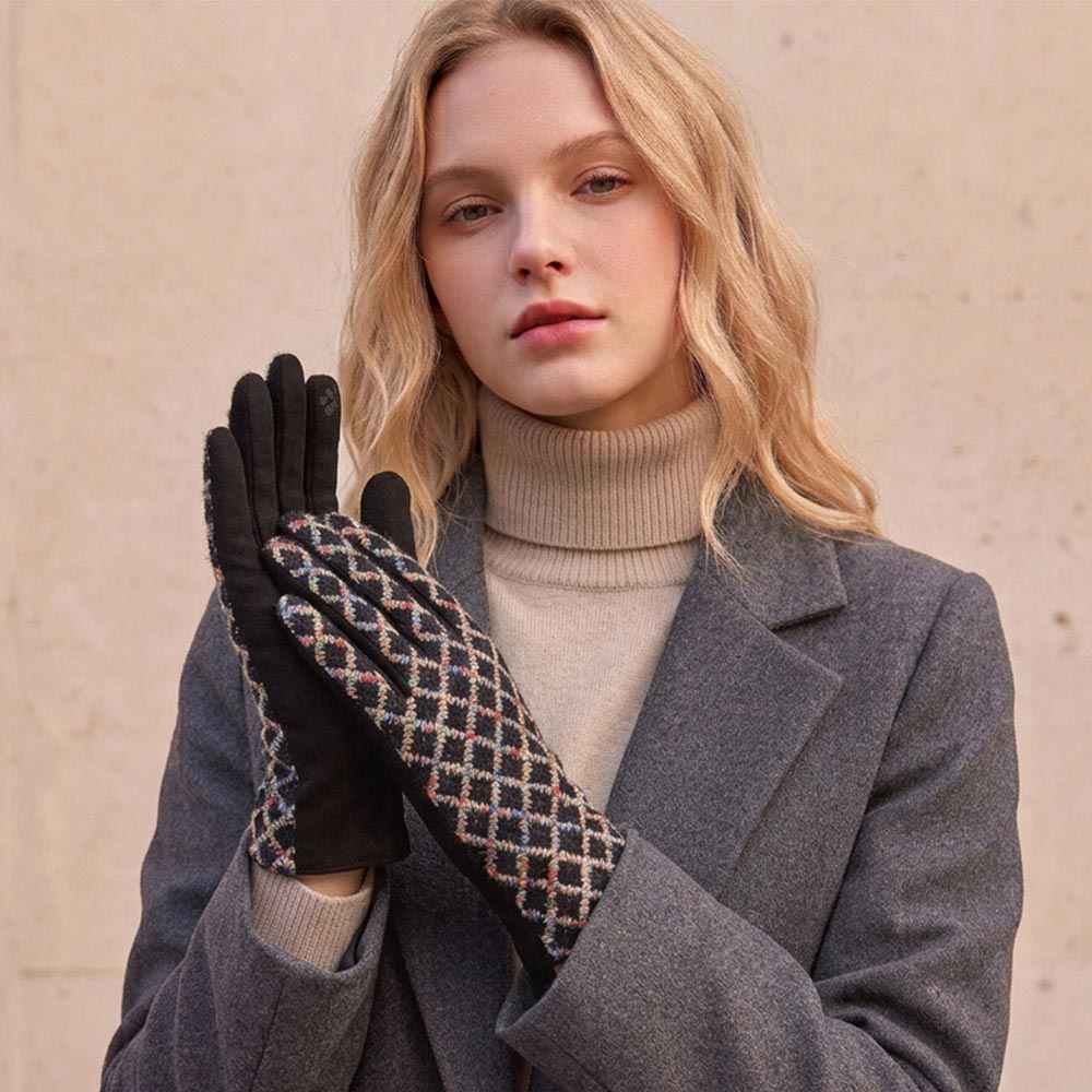Textured Check Pattern Smart Touch Gloves
