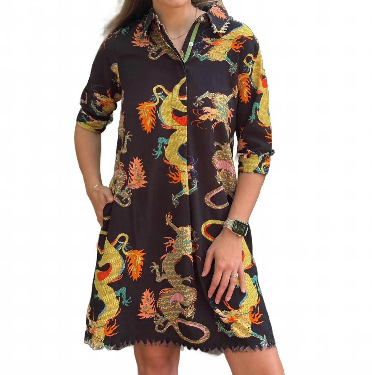 Chatham Dress In Black Dragon