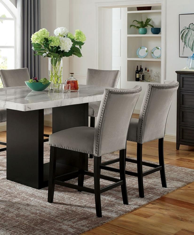 Set of 2 Counter Height Chairs with Nailhead Accents