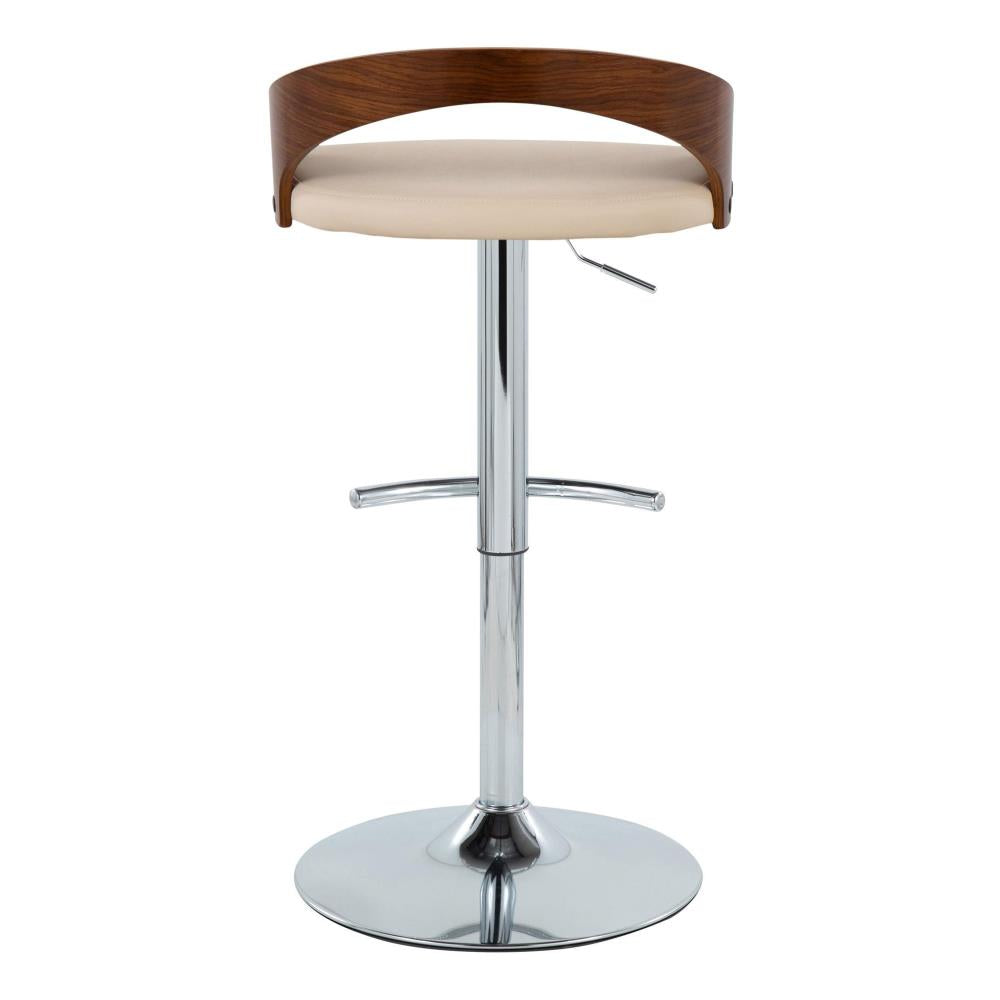 Contemporary Adjustable Faux Leather Barstools Set of 2