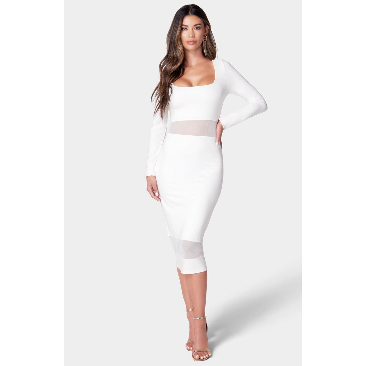 Bebe Women's Square Neck Midi Dress