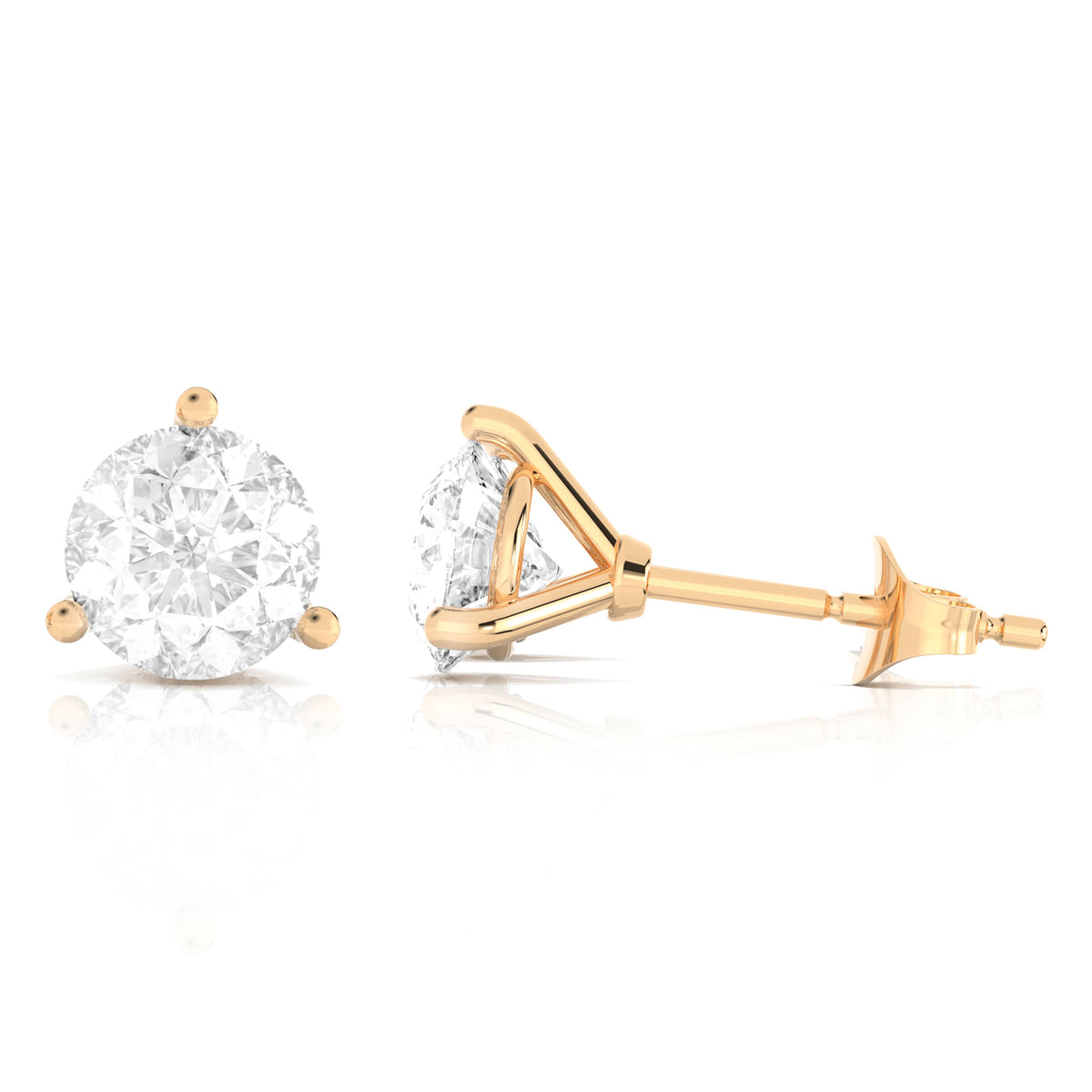 4 cttw Lab Grown Diamond Stud Earrings in 14K Gold With Push Backs For Women
