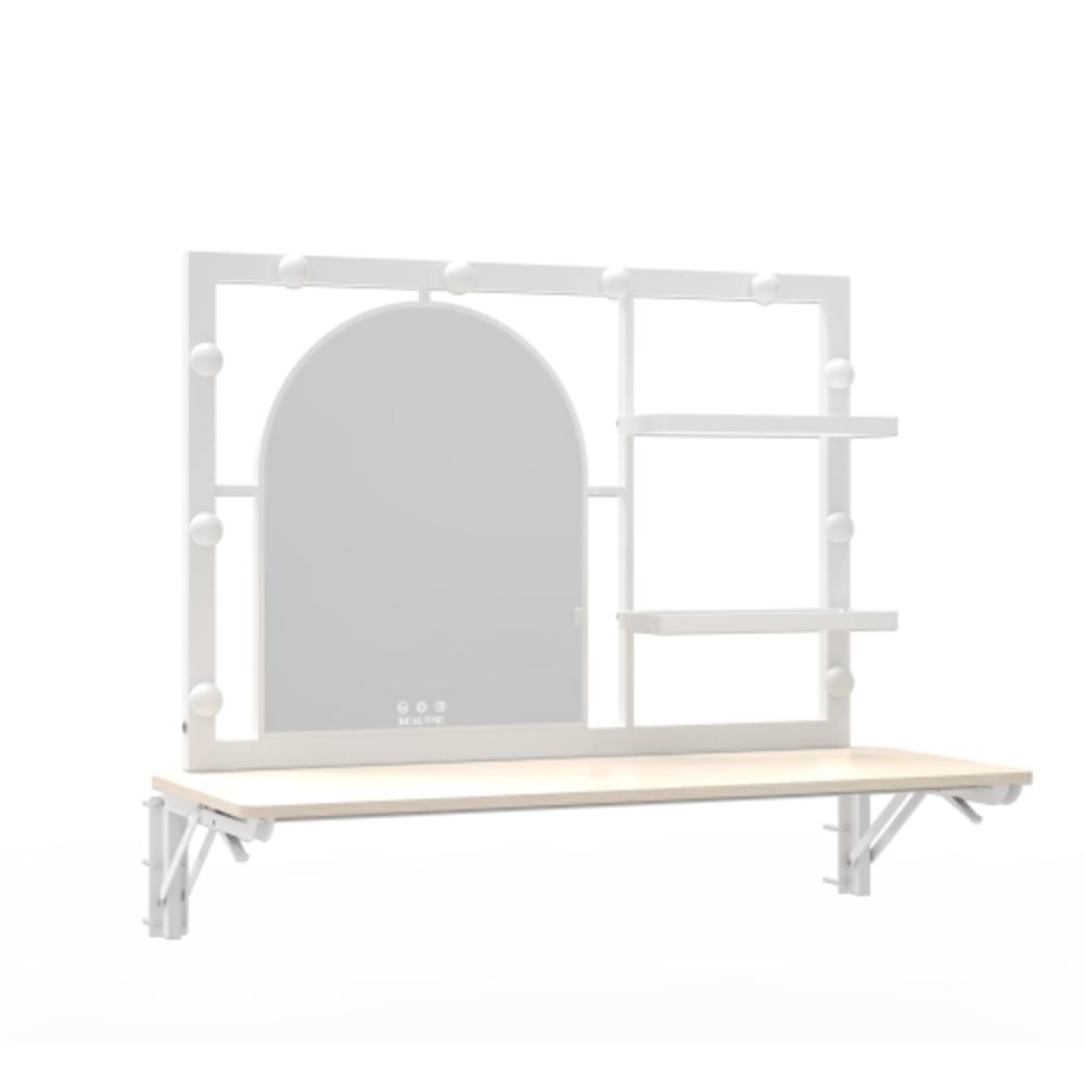 Space-Saving Vanity Desk with Adjustable LED Lighting