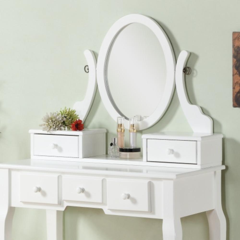 Wooden Makeup Table with Lined Drawer Storage